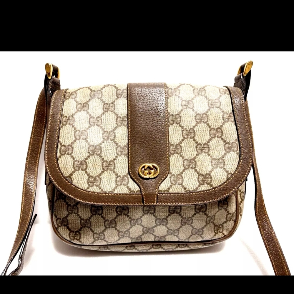 Vintage GUCCI Shouldee Bag GG Supreme Brown